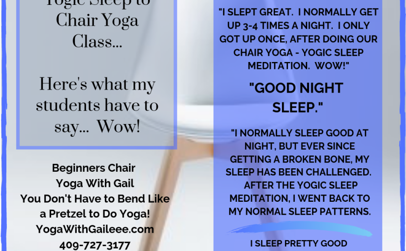 Five minutes of yogic sleep added to chair yoga – Nederland, Texas