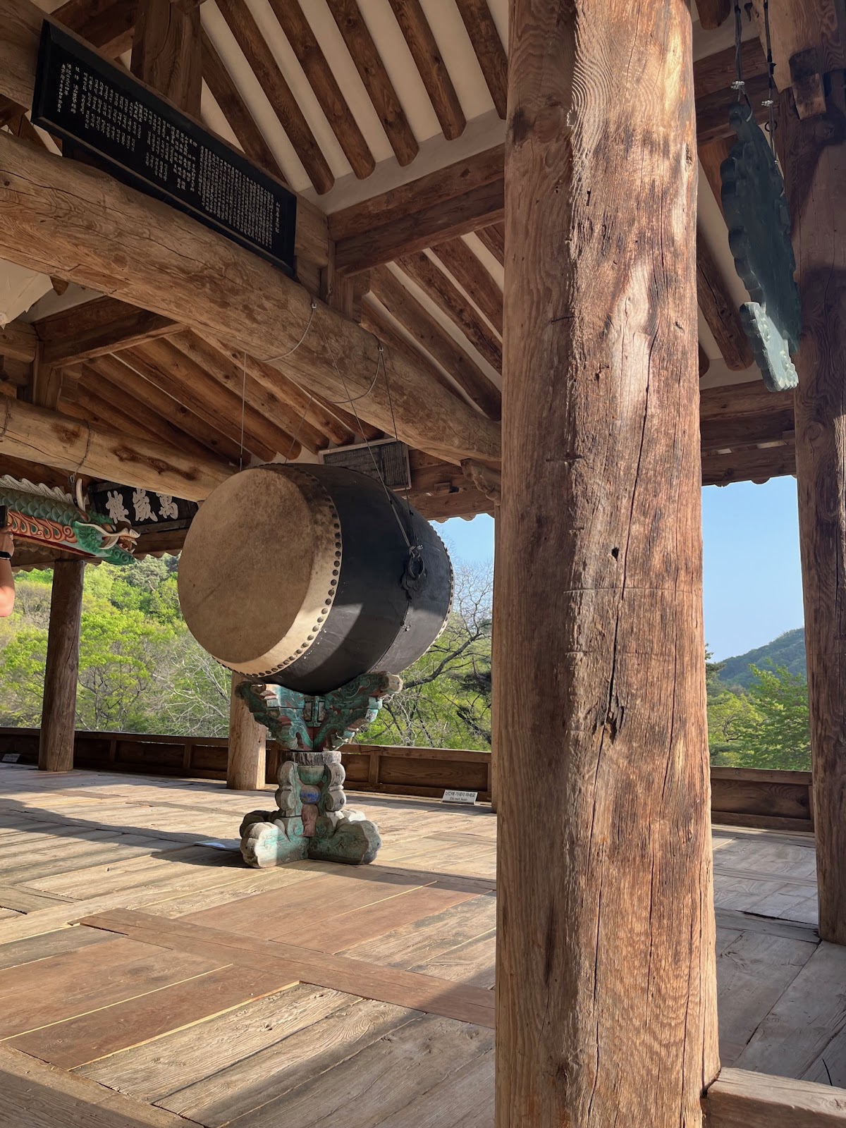Bang on the drum. At the oldest temple near Andong, South Korea.